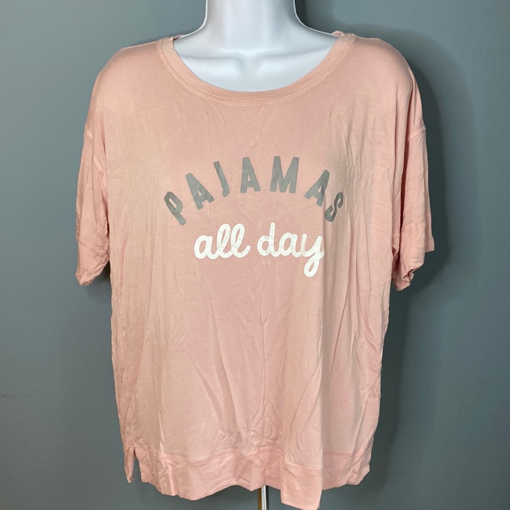 Jenni Ultra Soft Pajamas All Day Short Sleeve PJ top pink M